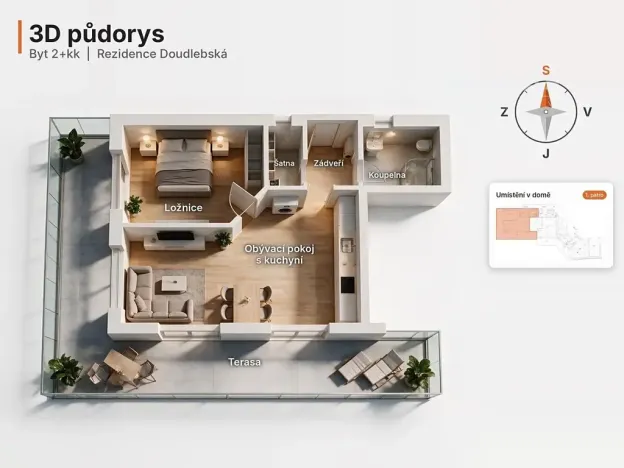 Pronájem bytu 2+kk, České Budějovice, Doudlebská, 67 m2