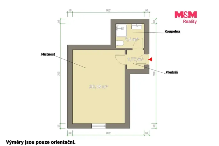 Prodej bytu 1+kk, Plzeň - Východní Předměstí, Ořechová, 26 m2