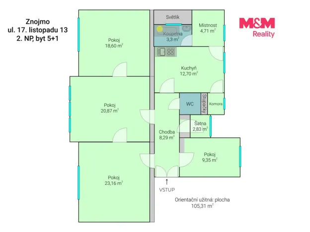Prodej bytu 4+1, Znojmo, 17. listopadu, 105 m2
