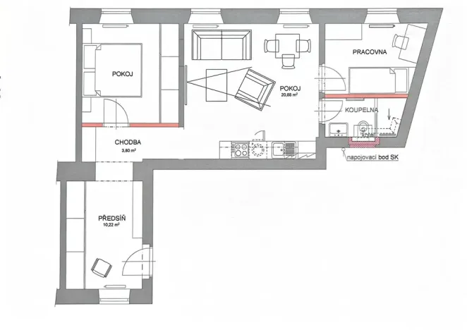 Pronájem bytu 3+kk, Praha - Smíchov, Holečkova, 60 m2